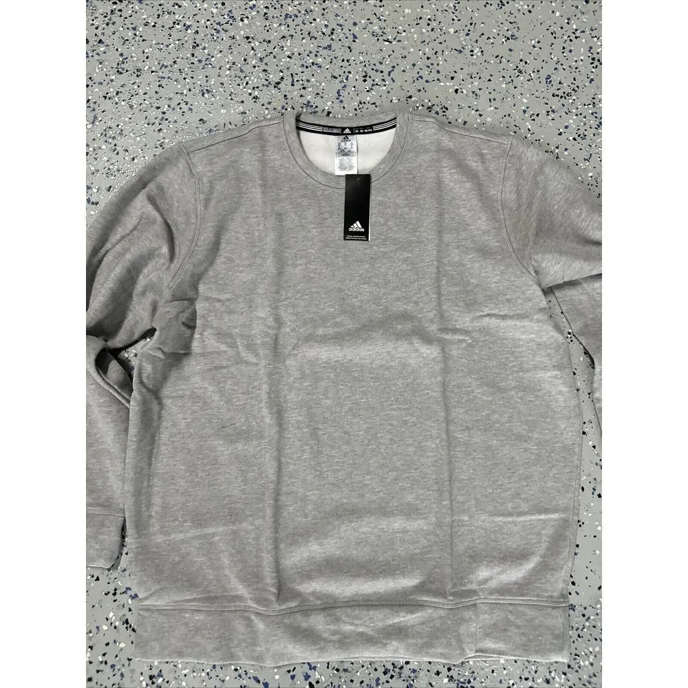 Adidas Mens Sweatshirt Gray Small Crew Pullover Fleece Sweater NWT‎ New